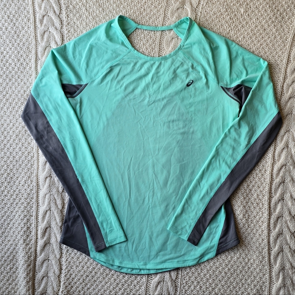 Adidas Teal and Gray Long Sleeve Top